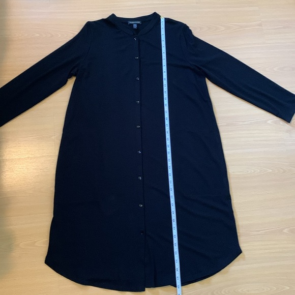 EILEEN FISHER Long Button Front Long Sleeve Tunic Cardigan Dress Black Size S/P - Picture 11 of 14